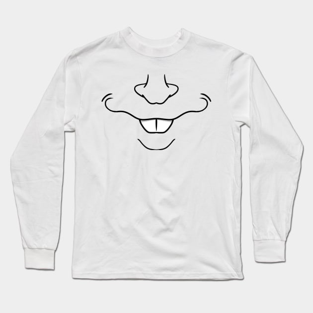 Derpy Bucktooth Smile  - Face Mask Long Sleeve T-Shirt by PorinArt